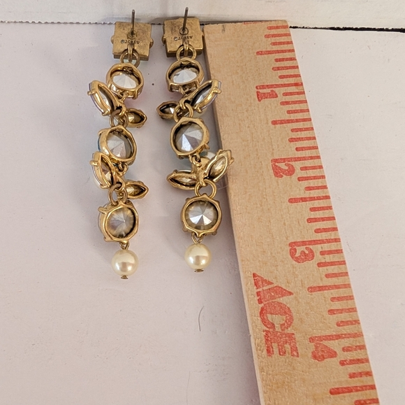 J. Crew Colorful Rhinestone And Faux Pearl Drop Earrings - Picture 4 of 4